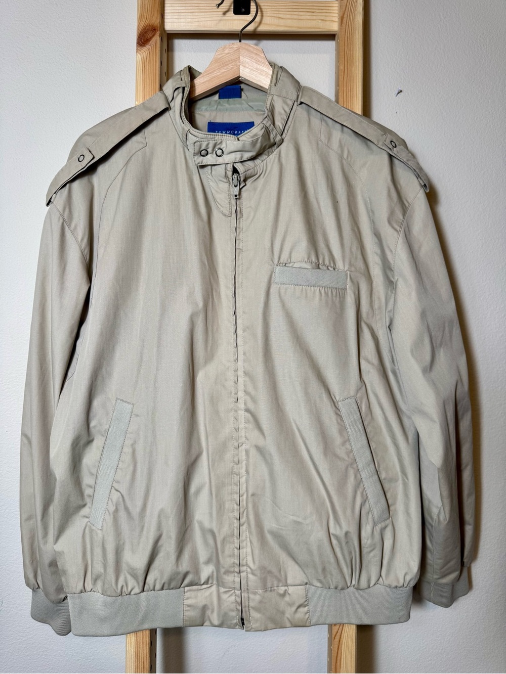 Vintage Towncraft Beige Members Only Style Bomber Jacket Size Medium
